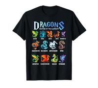 Fantasy Dragon Types Dragons Masters of The Element Chart T-Shirt