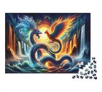 Fantasy Dragon Vs Phoenix Art Print 1000-Piece Jigsaw Puzzle for Adults, 38x26cm/1000pcs, Screen-Free Leisure, Weekend Downtime And Year-Round Leisure