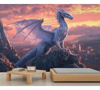 Fantasy Dragon Wall Mural Nordic Western Dragon Mural Cartoon Fantasy Animal Murals Game Room Wallpaper Not Peel and Stick Murals for Living Room Bedroom 100 x 70 cm
