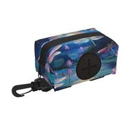 Fantasy Dragonfly And Lotus Flower Dog Poop Bag Pouch Portable Pet Waste Bag Holder For Walks, Hikes & Outdoor Activities
