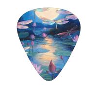 Fantasy Dragonfly And Lotus Flower Guitar Picks Gift Set - Smooth Durable Plectrums For Acoustic, Electric & Bass Guitar, Perfect Present For Guitar Lovers & Musicians