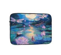Fantasy Dragonfly and Lotus Flower Pattern Laptop Sleeve 10 Inch Shockproof Protective Notebook Case Travel Laptop Bag for Men Women