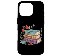 Fantasy Drama Tragedy Book Stack Coffee Lover Case for iPhone 16 Pro