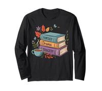 Fantasy Drama Tragedy Book Stack Coffee Lover Long Sleeve T-Shirt