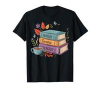 Fantasy Drama Tragedy Book Stack Coffee Lover T-Shirt