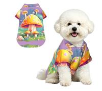 Fantasy Dream Mushroom Breathable Hawaiian Dog Shirt Summer Button Up Top for Small Medium Dogs XL