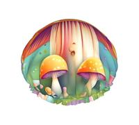 Fantasy Dream Mushroom Double Layer Shower Cap for Women Waterproof and Durable Protects Hair During Bath, Beauty