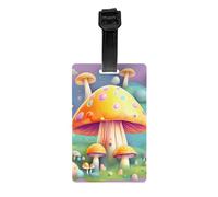 Fantasy Dream Mushroom Luggage Tag PVC Waterproof Durable Light Bag Tag with Detachable Wristband for Easy Identification