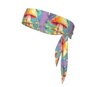 Fantasy Dream Mushroom Pattern Tennis Headband for Women,Sweat Band for Workout, Head Tie for Running, Football, Basketball,Athletics