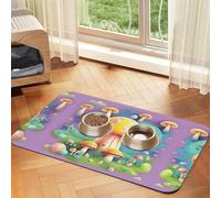 Fantasy Dream Mushroom Pet Absorbent Leather Tablecloth 40x60cm with Non-Slip Rubber Base for Cats and Dogs