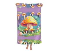 Fantasy Dream Mushroom Printed Beach Towel, Microfiber Bath Towel, Large Swimming Towel for Women Children and Men 52x 32in