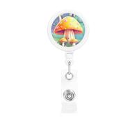 Fantasy Dream Mushroom Retractable Badge Holder is Durable Sturdy Comes with A Lanyard for Office Hospital Staff Wearing