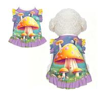 Fantasy Dream Mushroom Ruffle Dog Dress Frilly Sleeveless Breathable Summer Party for Small Dogs Cats M