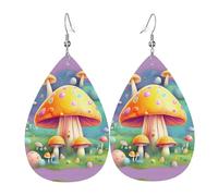 Fantasy Dream Mushroom Teardrop-shaped leather earrings are a luxurious and fashionable accessory suitable for women, showcasing individual charm.