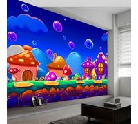 Fantasy Dreamy Candy House Wall Mural Photo Wallpaper 500 x 280 cm Non-Woven Mural Wallpaper - Living Room Bedroom Kids Room TV Sofa Background Family Wall Decor, Purple