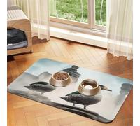 Fantasy Duck Concept Portrait Pet Feeding Mat Dog Cat Eating Food Absorbent Leather Tablecloth for and Water Bowl Waterproof No Stains Quick Dry Non-Slip 23.62 * 15.75IN