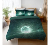 Fantasy Duvet Cover Set Soft Comforter Cover Mysterious Space Explosion Print Pattern 3 Piece Bedding Set with Pillowcase Decor Quilt Cover with Zipper for Kids Adults Super King Size Cyan 115" x 93"