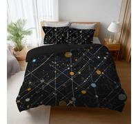 Fantasy Duvet Cover Set Soft Microfibre Quilt Cover 3 PCS Bedding Set with 2 Pillowcase Black Mysterious Space Universe Comforter Cover with Zipper King for Kids Adults 90" x 87"