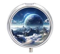 Fantasy Earth Pill Box Cute Round Pill Case Portable Medicine Tablet Vitamin Holder Organizer for Purse Pocket