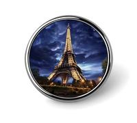 Fantasy Eiffel Tower Badge Holder Personalized Metal Button Pin Fashion Round Badge with Pattern Pin DIY Button Badges Exquisite Brooch Crafts Gift Clothes Decorative Pins