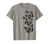 Fantasy Elegant Butterflies Black White 2 Shapes Mania T-Shirt