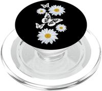 Fantasy Elegant White Butterflies Daisies Black Shapes Mania PopSockets PopGrip for MagSafe