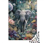 Fantasy Elephant Garden Jigsaw Puzzles Puzzles for Adults Kids. 1000 Pieces Whimsical Challenge Toy Educational Games Home Decoration for Educational Games Gifts 52x38cm/1000pcs