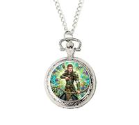 Fantasy Elf Pocket Watch - Street Art Archer Design - Epic Quest RPG-Inspired Pendant Watch - Silver Adventure Timepiece for Fantasy Fans, Roleplayers & Collectors