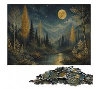 Fantasy Enchanted Forest Under Moonlight Wooden Puzzle 300 Pieces | Thoughtful Christmas gift for adults: screen-free home activity during indoor leisure.