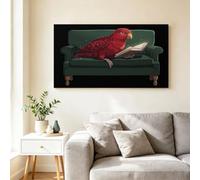 Fantasy Fairy Tale Framed Canvas Wall Art Magic Red Bird Book Sofa Quality Picture Prints, Wall Art Decor for Home, Bedroom, Hallway & Dining - 70x50 cm