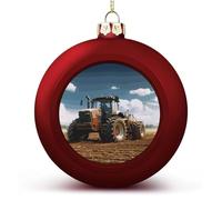 Fantasy Farm Tractor Christmas Ball Ornament Shatterproof Hanging Ball Ornaments with String Decorative Christmas Baubles for Xmas Tree Home Wedding Holiday Party Decor Supply