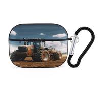 Fantasy Farm Tractor Earbuds Organizer Shockproof Protective Airpods Pro Cover with Carabiner Clip Anti Fall Carrying Earphone Case Cover for Airpods Pro 2nd Generation Black