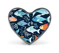 Fantasy Farm Tractor Fashion Heart Brooch Pins Lightweight Enamel Lapel Pin for Women Men, Hat Bag Jacket Clothing Accessory Jewelry Gift, Fishes Pattern, Love form