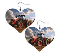 Fantasy Farm Tractor Leather Earrings for Women Heart Earring Lightweight Dangle Earrings Jewelry Gifts