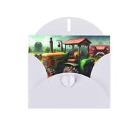 Fantasy Farm Tractor print Double sided pearl thank-you card, party invitation card, fit for all occasions