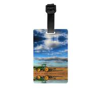 Fantasy Farm Tractor Print Luggage Tags with Full Back Privacy Cover â€“ Durable PVC ID Labels for Suitcases & Backpacks