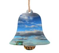 Fantasy Farm Tractor Printed Bell Shape Xmas Ornaments 1 Pcs, Christmas wooden pendant Hanging for Xmas Tree Home Indoor Outdoor Decor