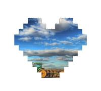 Fantasy Farm Tractor Printed Jigsaw Puzzle 10.8x12.8 CM, Heart-Shaped Puzzle Challenging Game for Adults, Fun Decorative Wall Decor