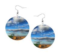 Fantasy Farm Tractor Printed Piercing Earrings Set For Women, 1 Pair Trendy Faux Leather Earrings Birthday Xmas Jewelry Gifts For Women