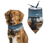 Fantasy Farm Tractor Spring Summer Dog Bandanas Soft, Dog Scarf Washable Triangle, Pet Bandana Cute Outdoor Accessories for Small Dogs Cat Pet
