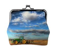 Fantasy Farm Tractor Women's Leather Kiss-Lock Coin Purse,Double-Sided Full Print Pattern,Ultra-Fine Fiber Leather,Small Clutch Wallet for Cash,Cards,Coins