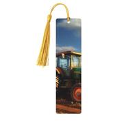 Fantasy Farm Tractor Wooden Bookmark for Men Women, Handmade Wood Bookmark Craft with Tassel Pendant Unfinished Wood Tag Book Mark Gifts Bookmarks Hanging Labels for Book Lovers