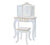 Fantasy Fields Fashion Polka Dot Prints Gisele Play Vanity Set With Led Mirror Light - L60 X W30 X H100 Cm - White/gold