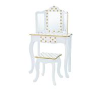 Teamson Kids Dressing Table, Play Vanity Set With Mirror & Stool - White/gold/polka Dots