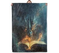 Fantasy Fire-Breathing Dragon and Magic Book Theme Blanket Gifts for Women Girls, Soft Warm Lightweight Flannel Throw Blankets for Living Room Home Sofa Travel Decor 50" x 60"