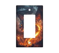 Fantasy Fire Dragon Light Switch Cover Plates/Outlet Covers, Dark Orange Flaming Beast for Wall Accents, Thermoplastic Wall Plates, Standard Size Single Rocker