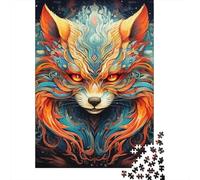Fantasy Fire Fox Jigsaw Puzzle 1000 Piece Jigsaw Puzzle Paper for Adults Mystical Colourful Pattern Focus Family Relax Home Gift 52x38cm/1000pcs