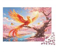 Fantasy Fire Phoenix 1000 Piece Jigsaw Puzzle Premium Paper for Adults Cherry Blossom River View Mindfulness 70x50cm/1000pcs