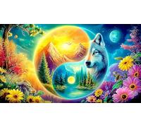 Fantasy-Fish-and-Cat-Under-Moonlight Jigsaw Puzzles for Adults: 1000-Piece Recycled Cardboard Decoration 75x50cm/1000pcs