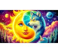 Fantasy-Fish-Duo-Under-Moonlight Jigsaw Puzzles for Adults: 1000-Piece Recycled Cardboard Decoration 38x26cm/1000pcs